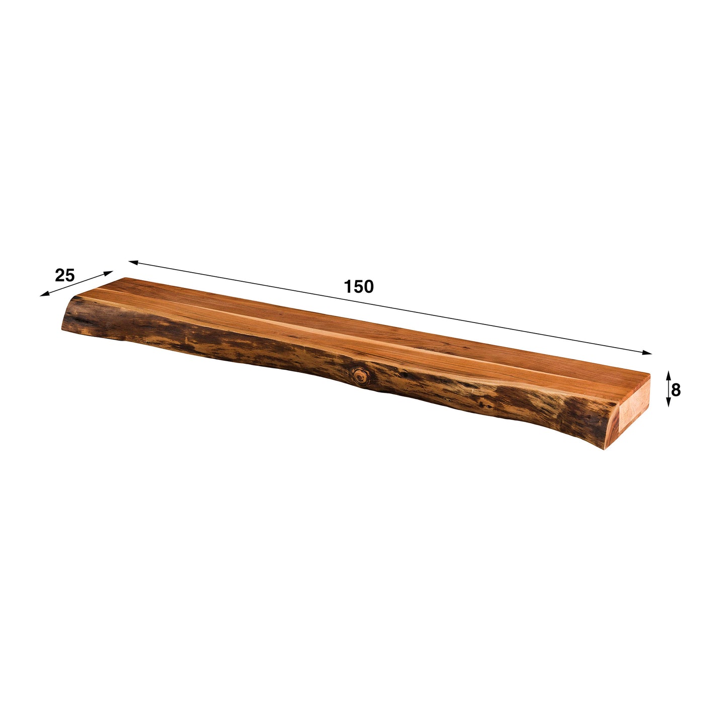 Wandplank Live Edge 150 cm