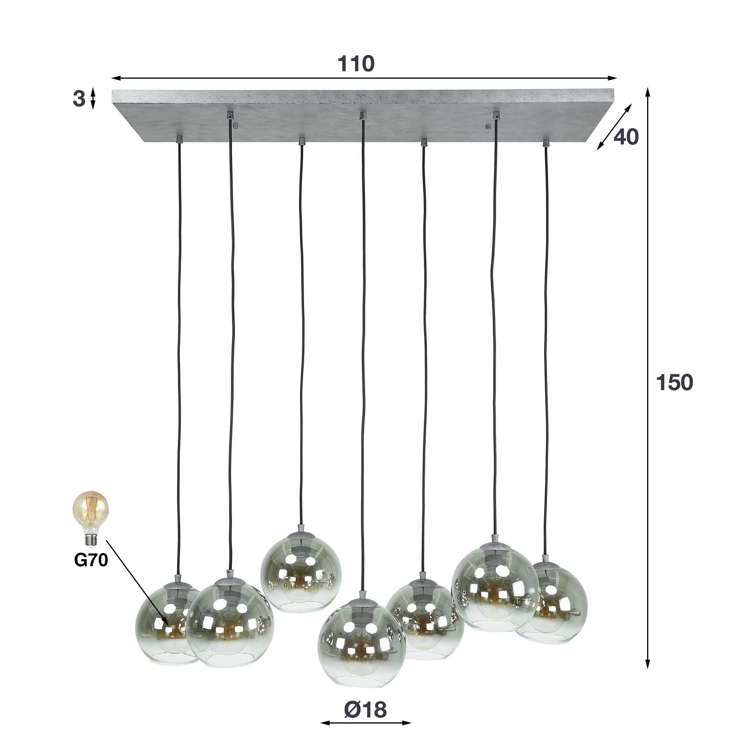 Hanglamp Bubble Shaded - Oud Zilver