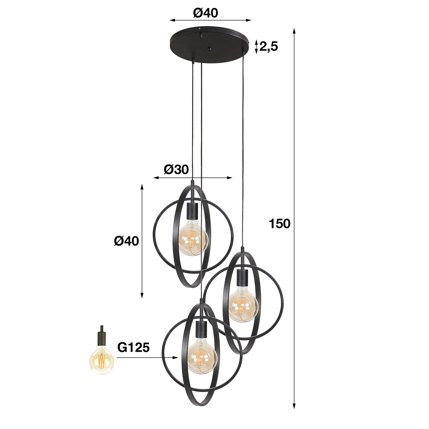 Hanglamp Turn Around - 3 lichtbronnen