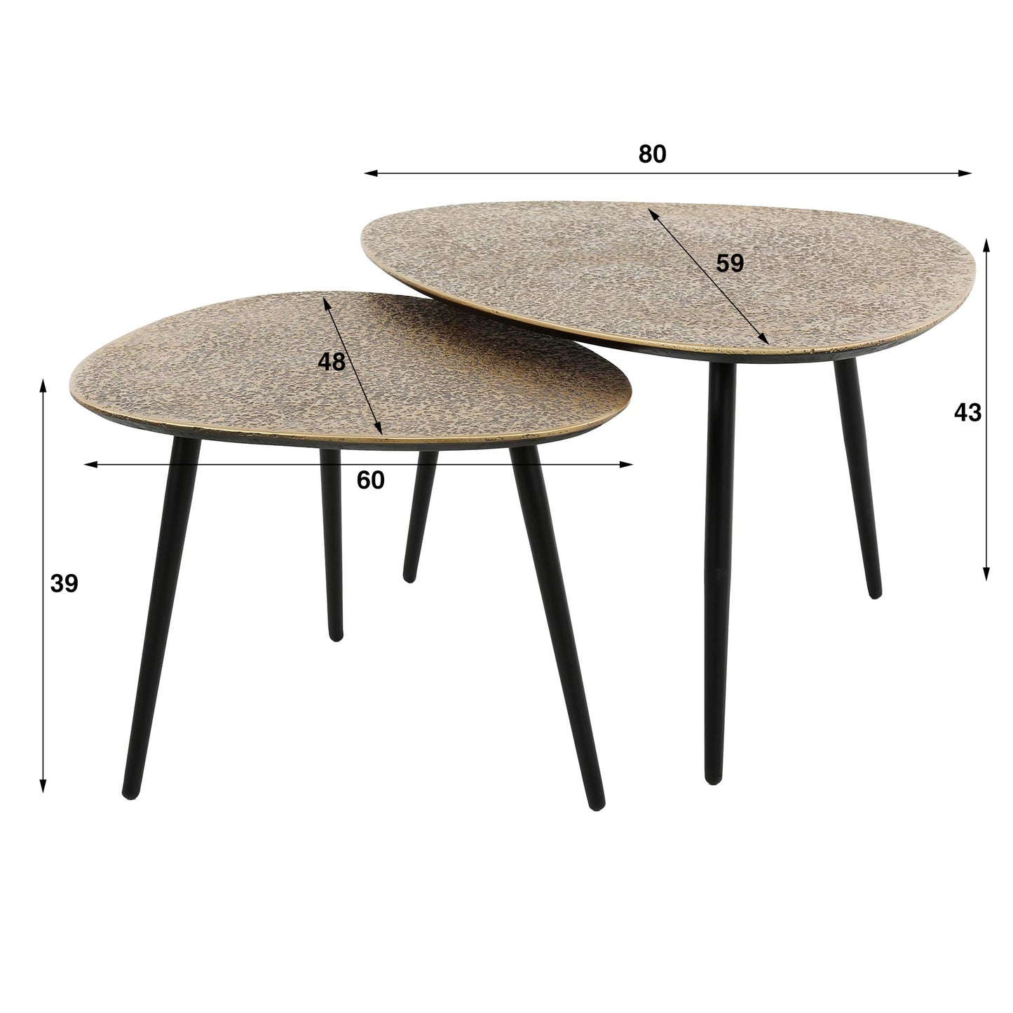 Salontafel set driehoekig - 2 stuks