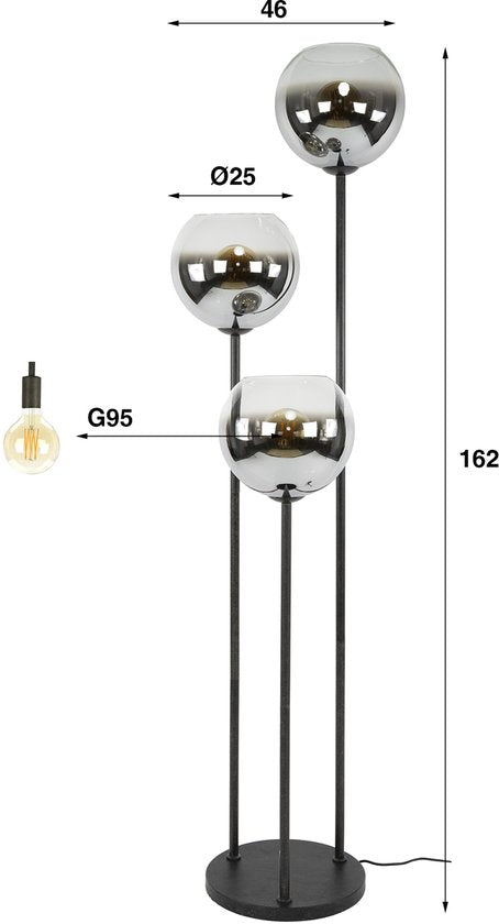 Vloerlamp Bubble Shaded 3 lichts / Artic zwart