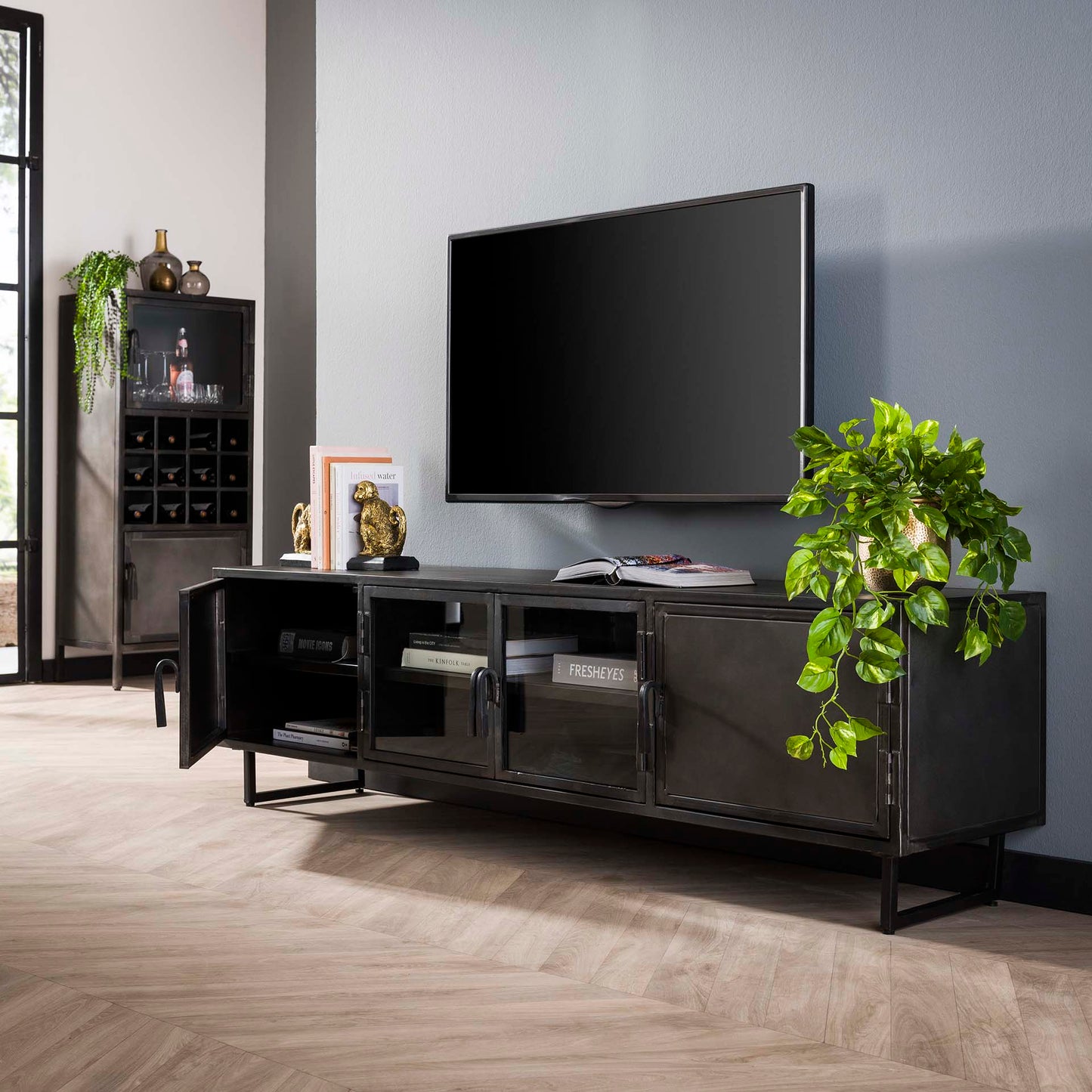 TV-meubel Gun Metal 180 cm