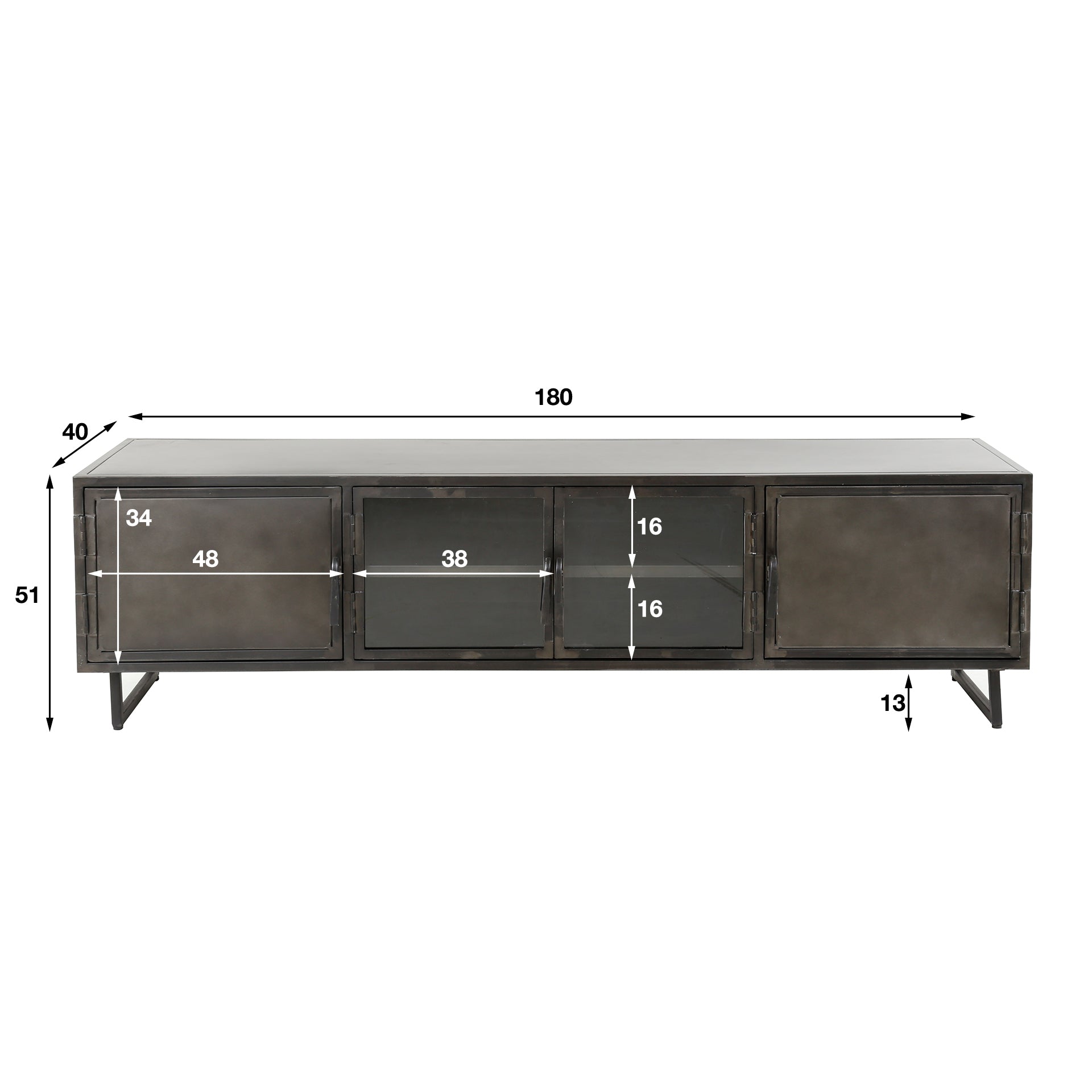 TV-meubel Gun Metal 180 cm