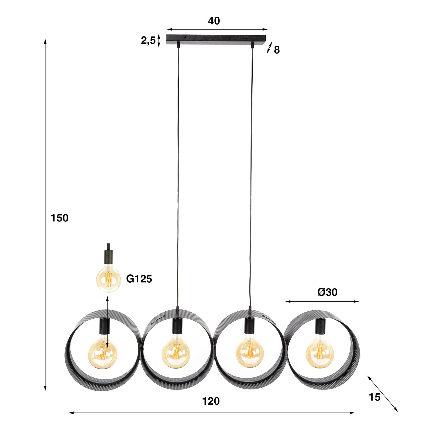 Hanglamp 4L geperforeerde ring