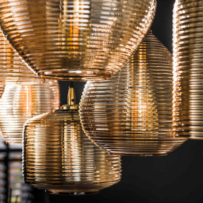 Hanglamp Amber - 7 glazen kapjes verstelbaar