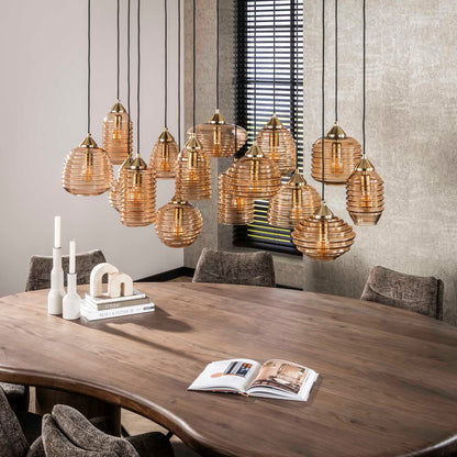 Hanglamp met 15 glazen kapjes