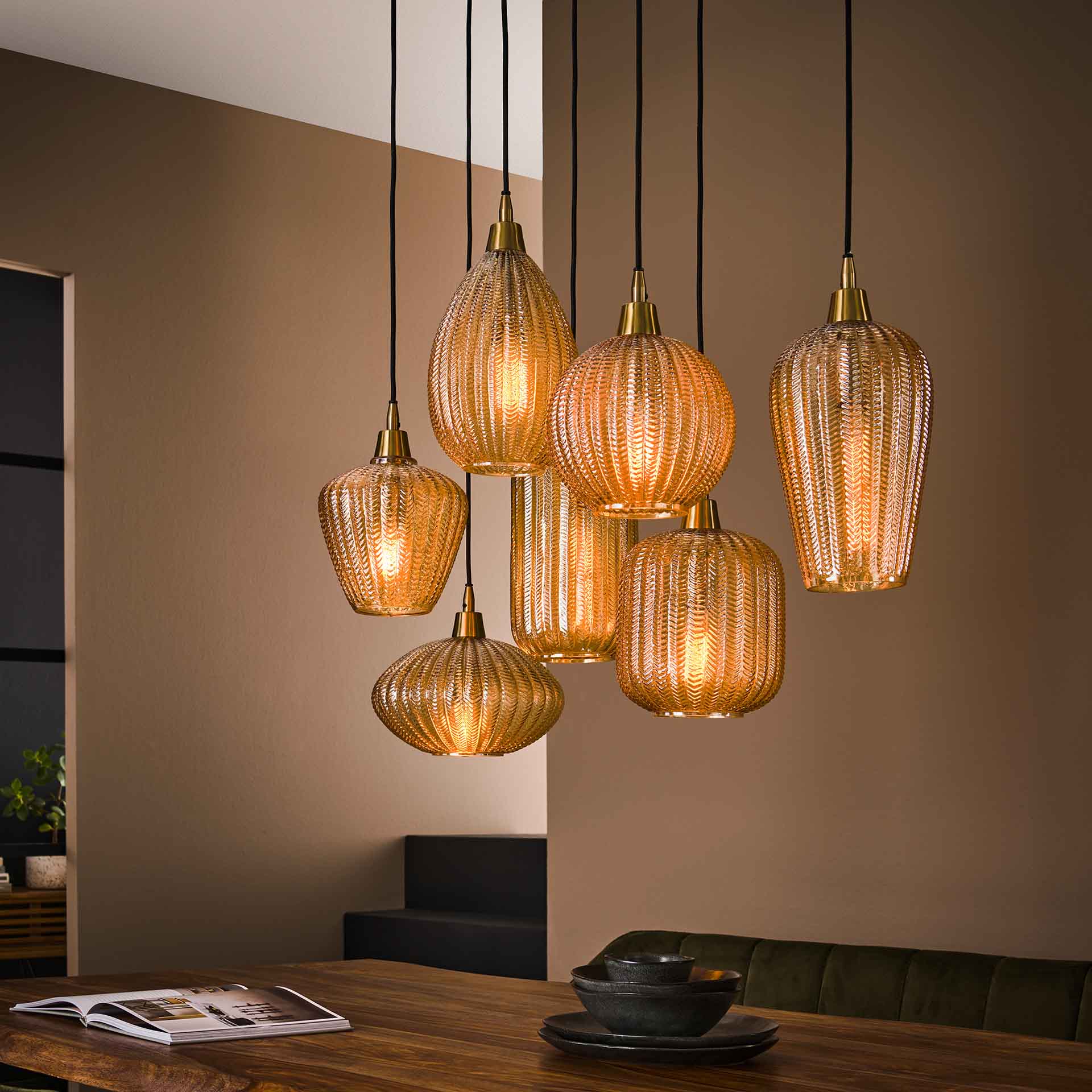 Hanglamp 7L met verstelbare kapjes