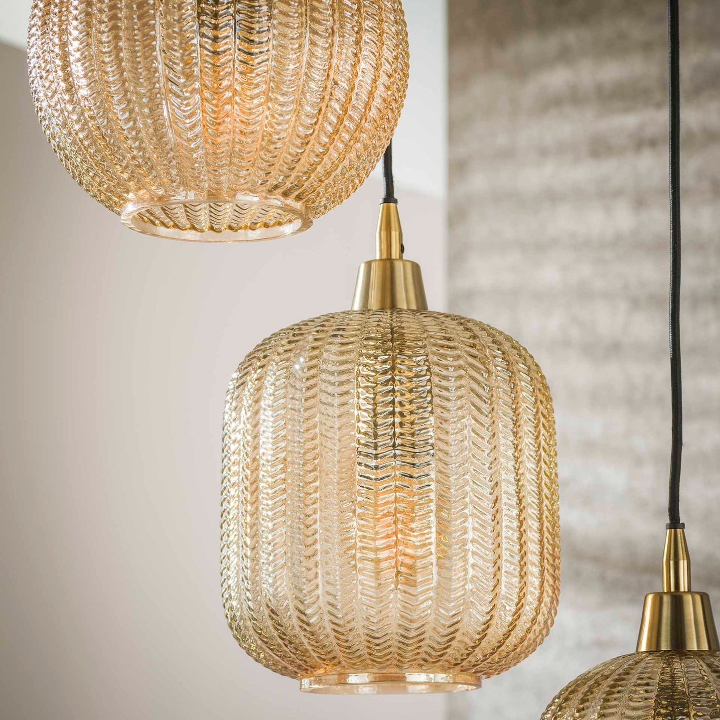 Hanglamp V-patroon Amber - 5 lichts