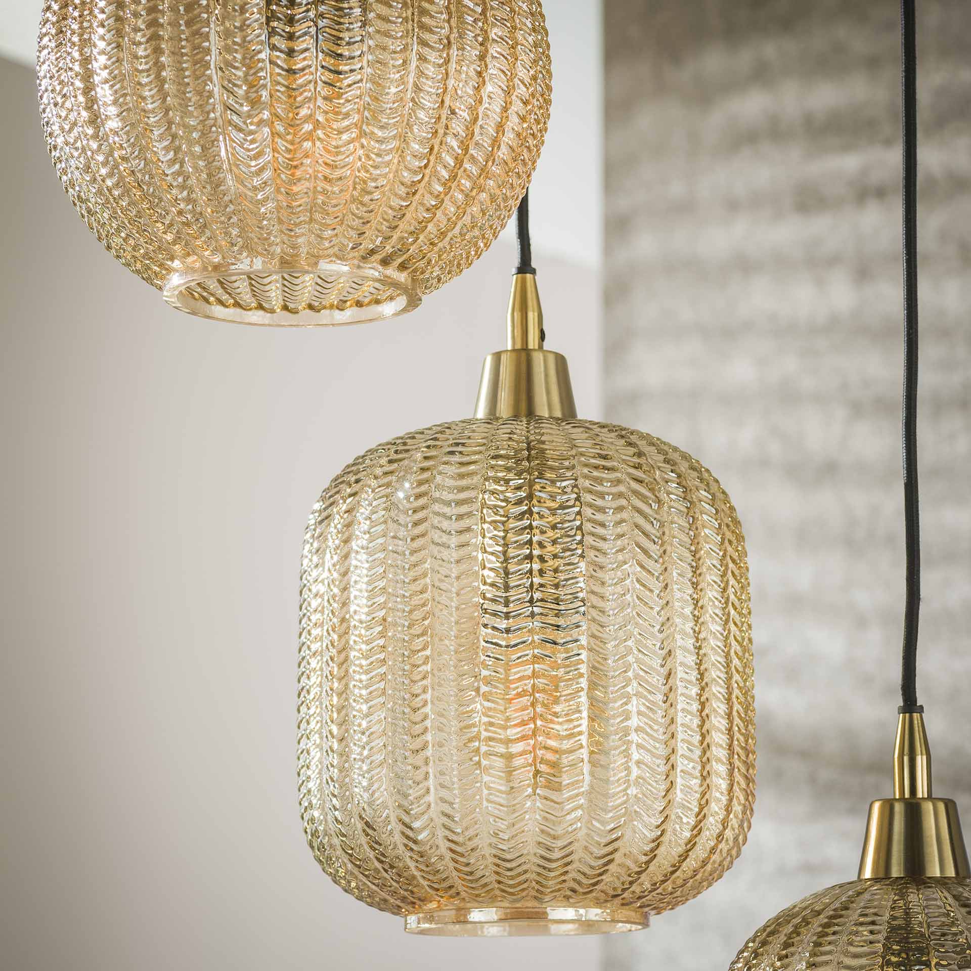 Hanglamp V-patroon Amber - 5 lichts