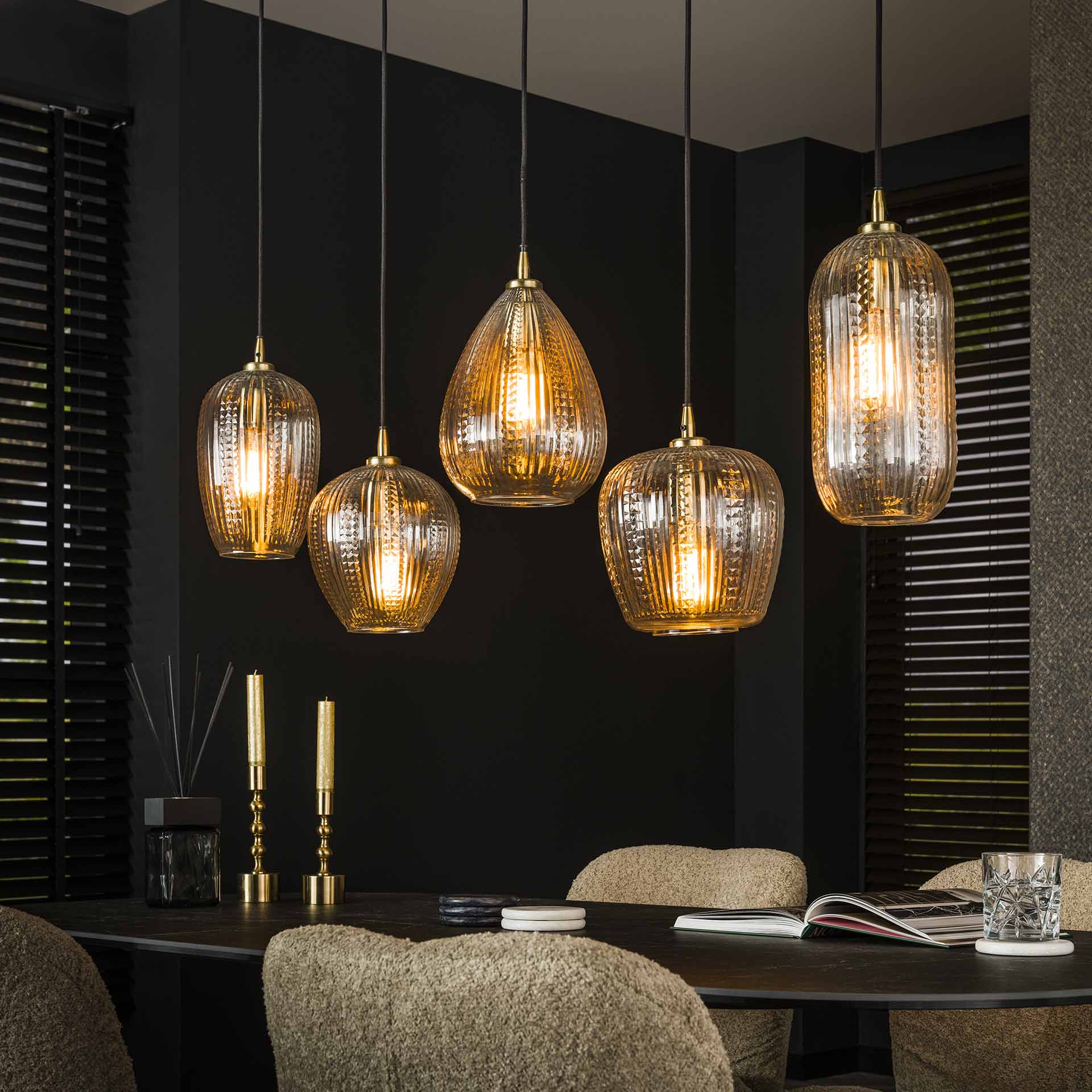 Hanglamp Diamond Glass - 5 lichts