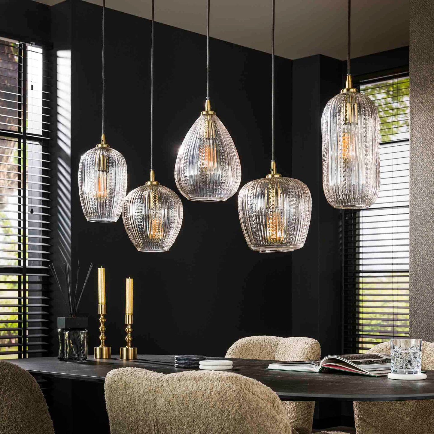 Hanglamp Diamond Glass - 5 lichts