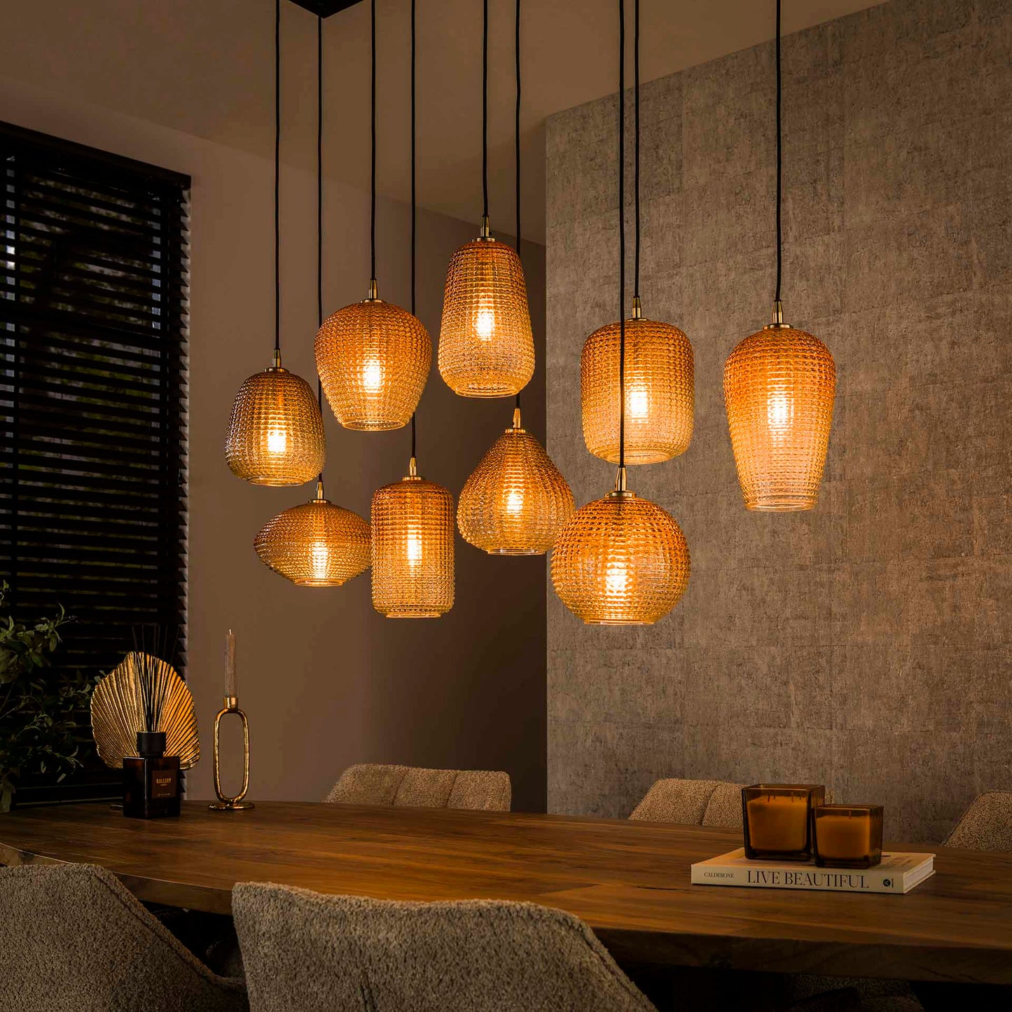 Hanglamp Dot - 9 glazen kapjes