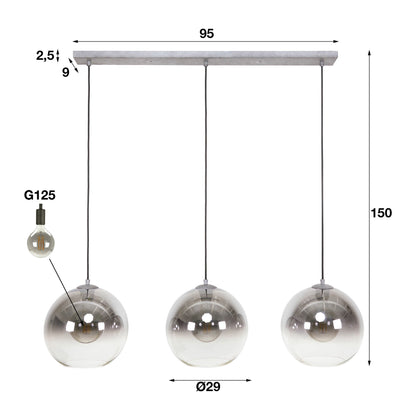 Hanglamp Bubble Shaded - 3 rookglazen lampen