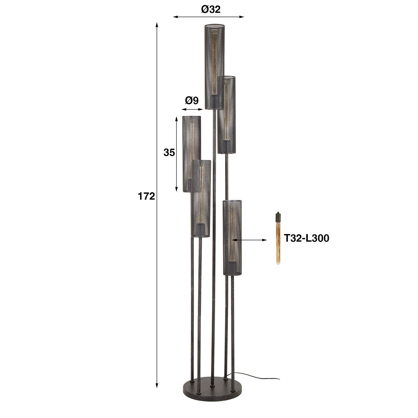 Vloerlamp Tube Mesh