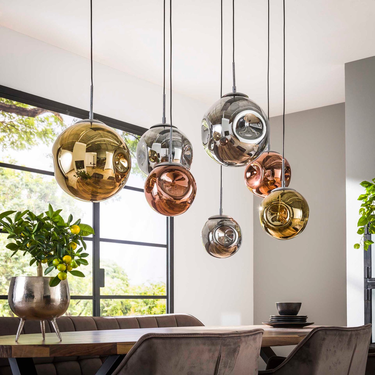 Hanglamp 7L oud zilver