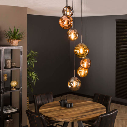 Hanglamp 7L met glazen kappen