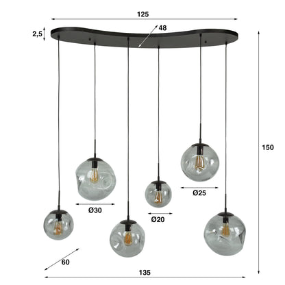 Hanglamp Stellar Black - 6 lichtpunten