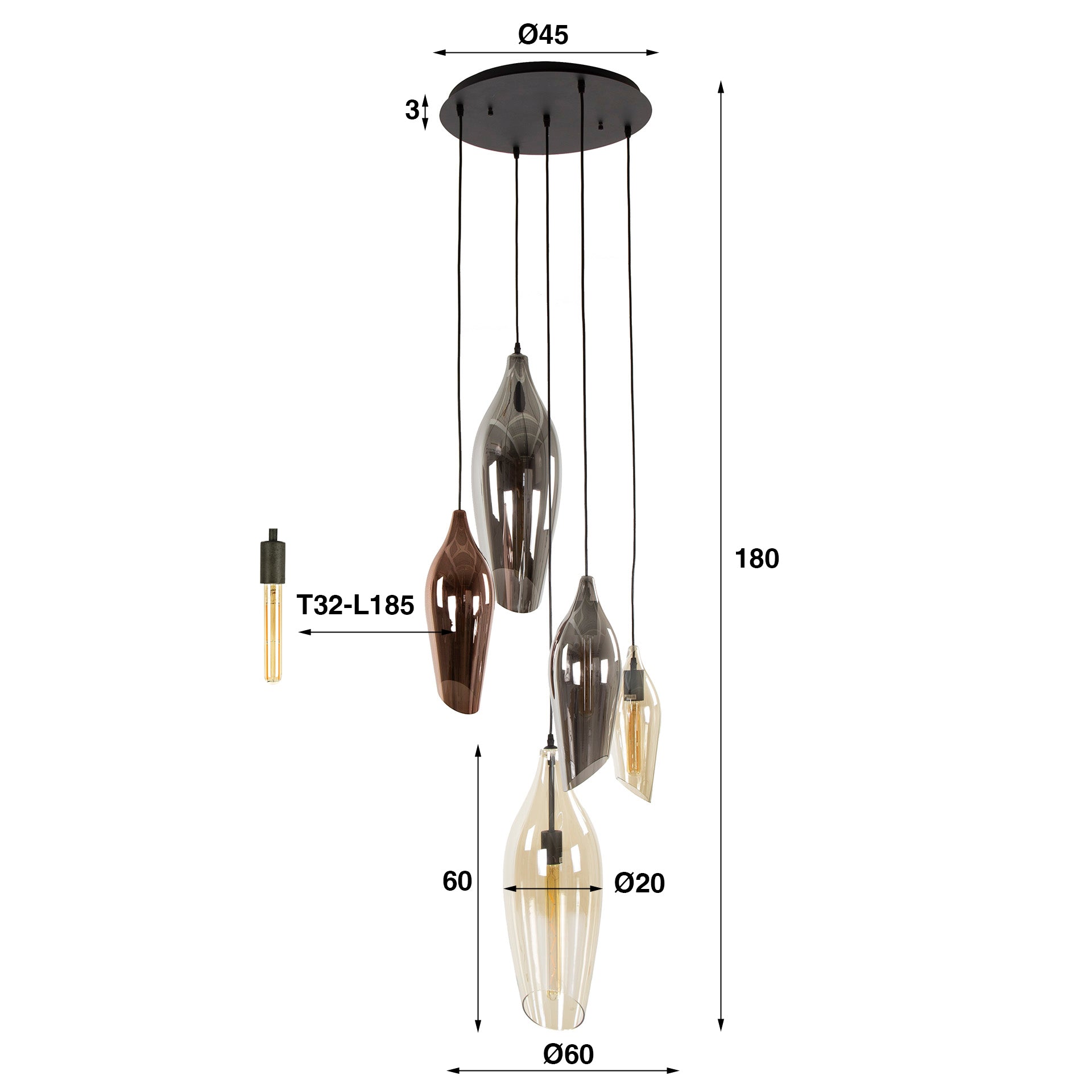 Hanglamp Cocoon Mix Glass