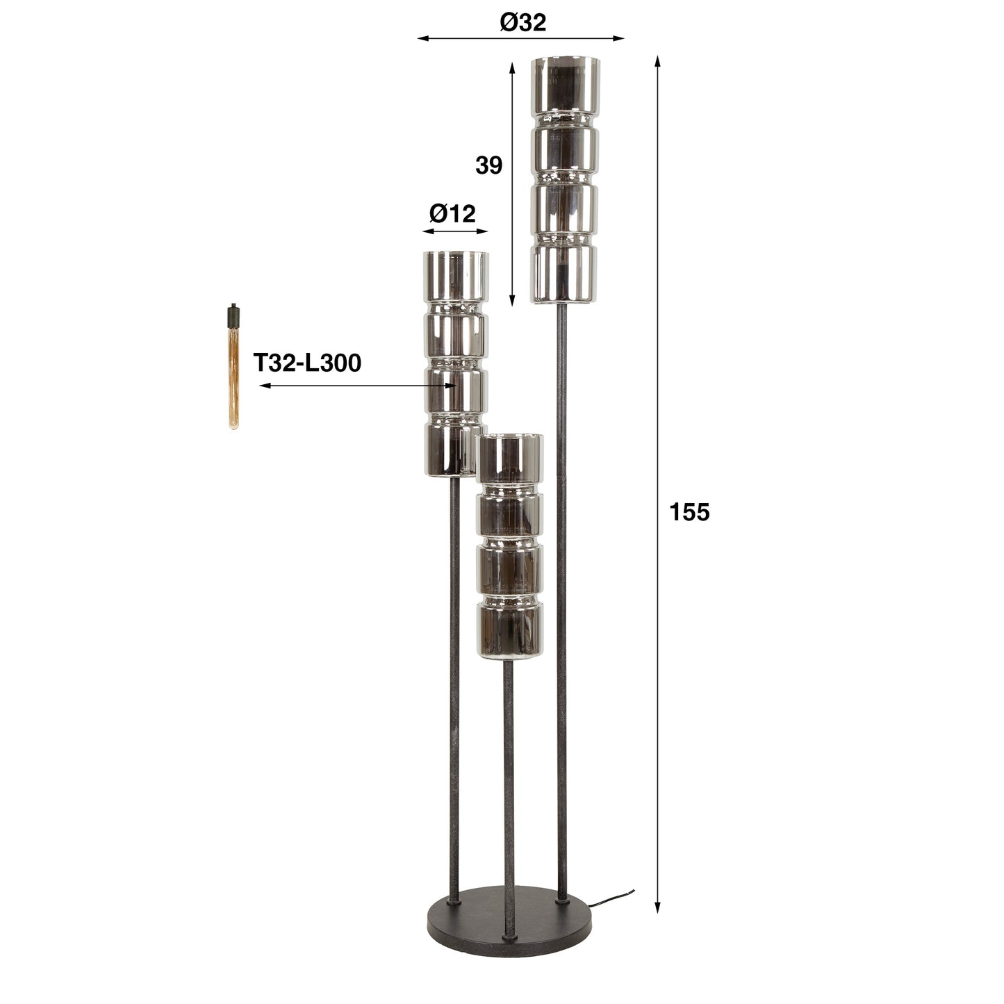 Vloerlamp Trapvormig - 3L