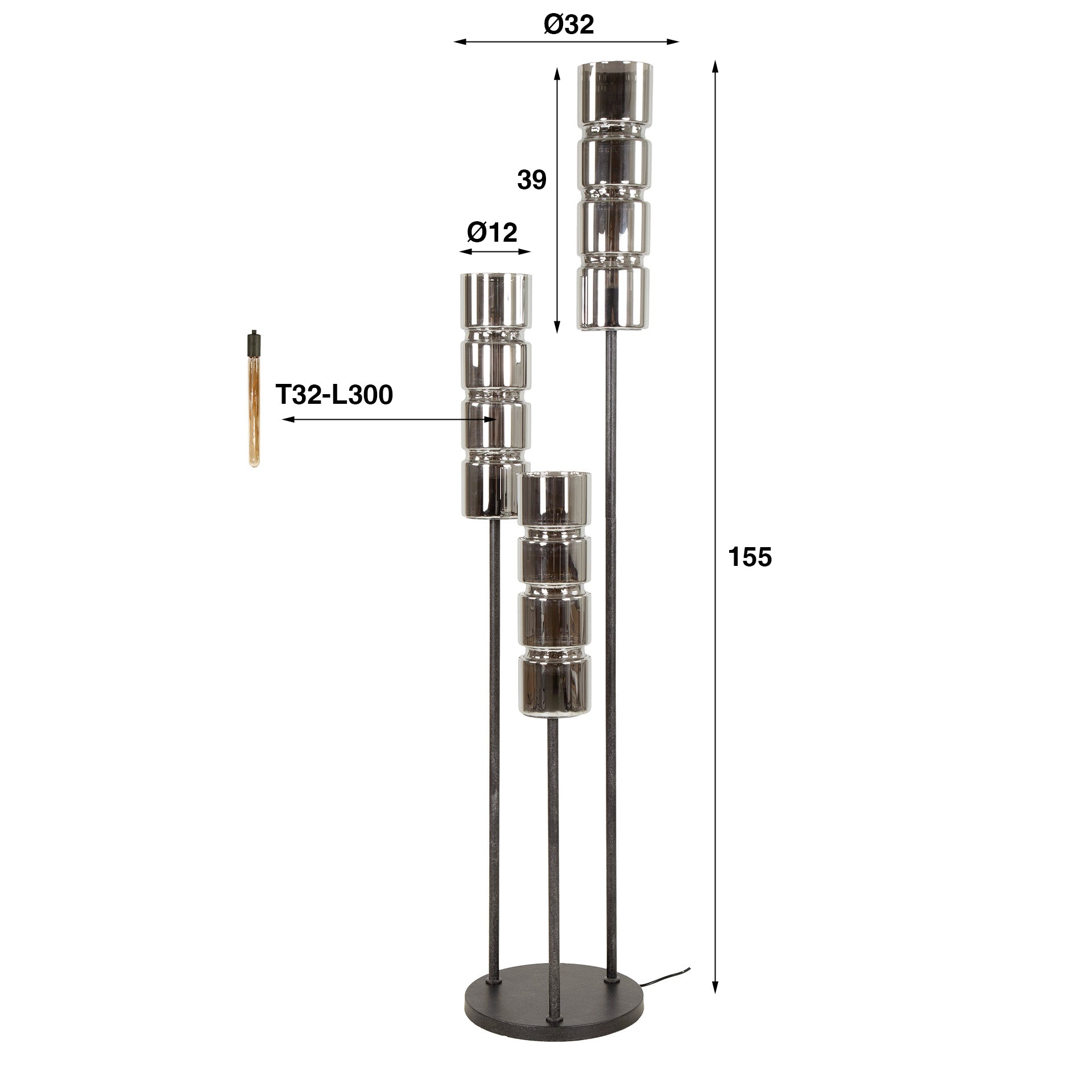 Vloerlamp Trapvormig - 3L