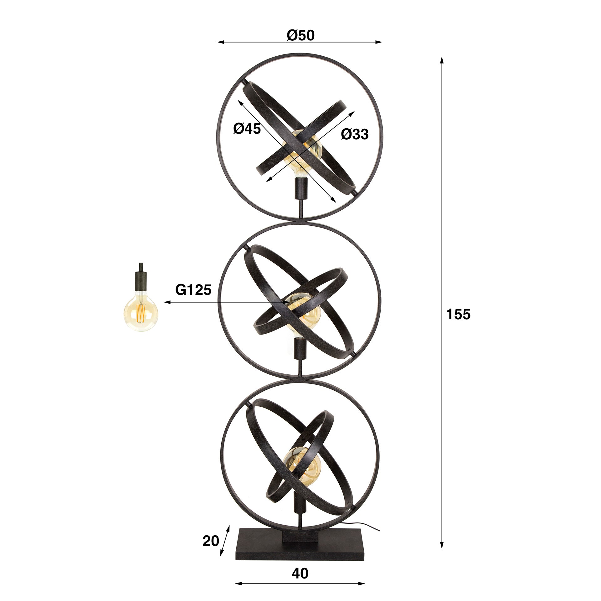 Vloerlamp met verstelbare ringen