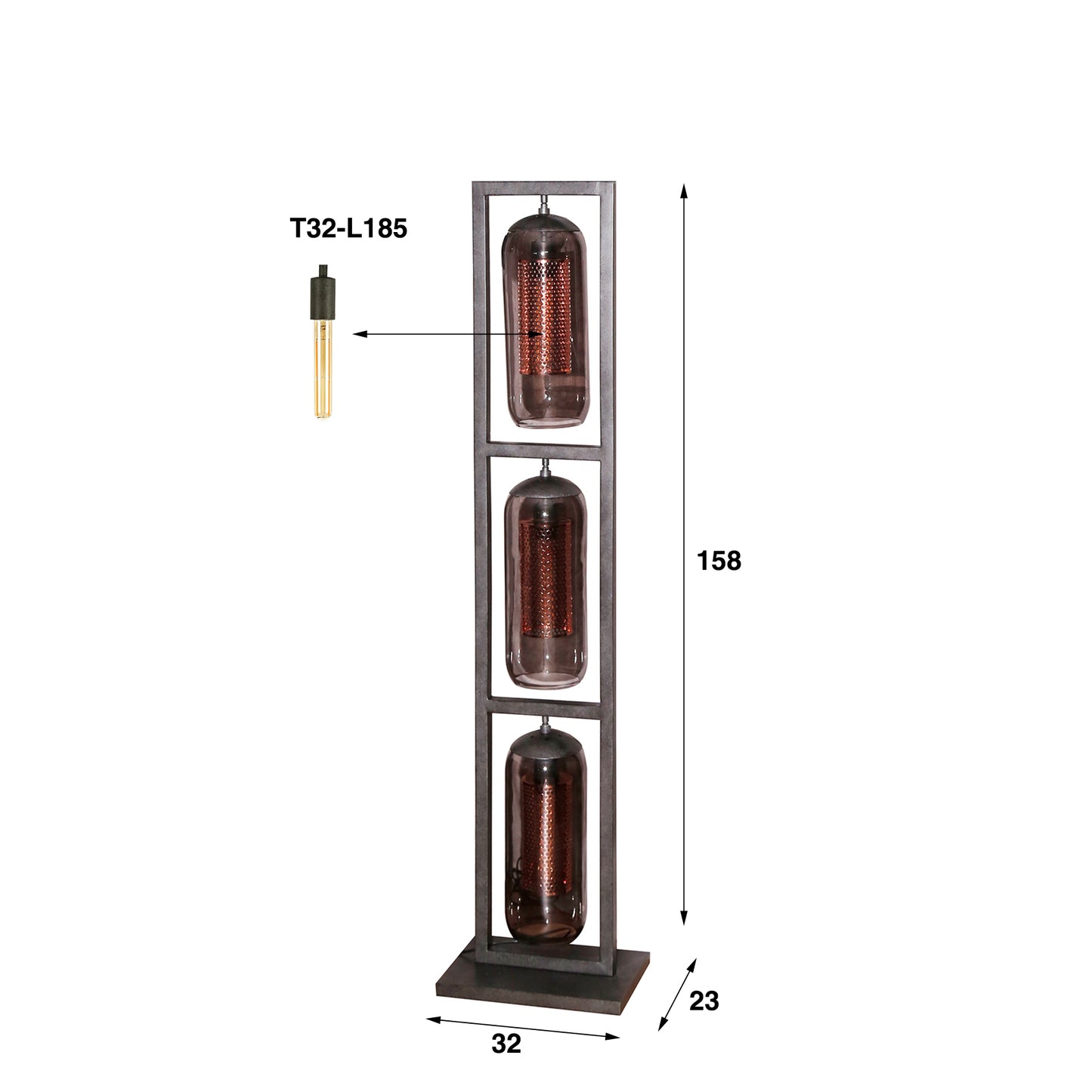 Vloerlamp Smoke Glass Mesh