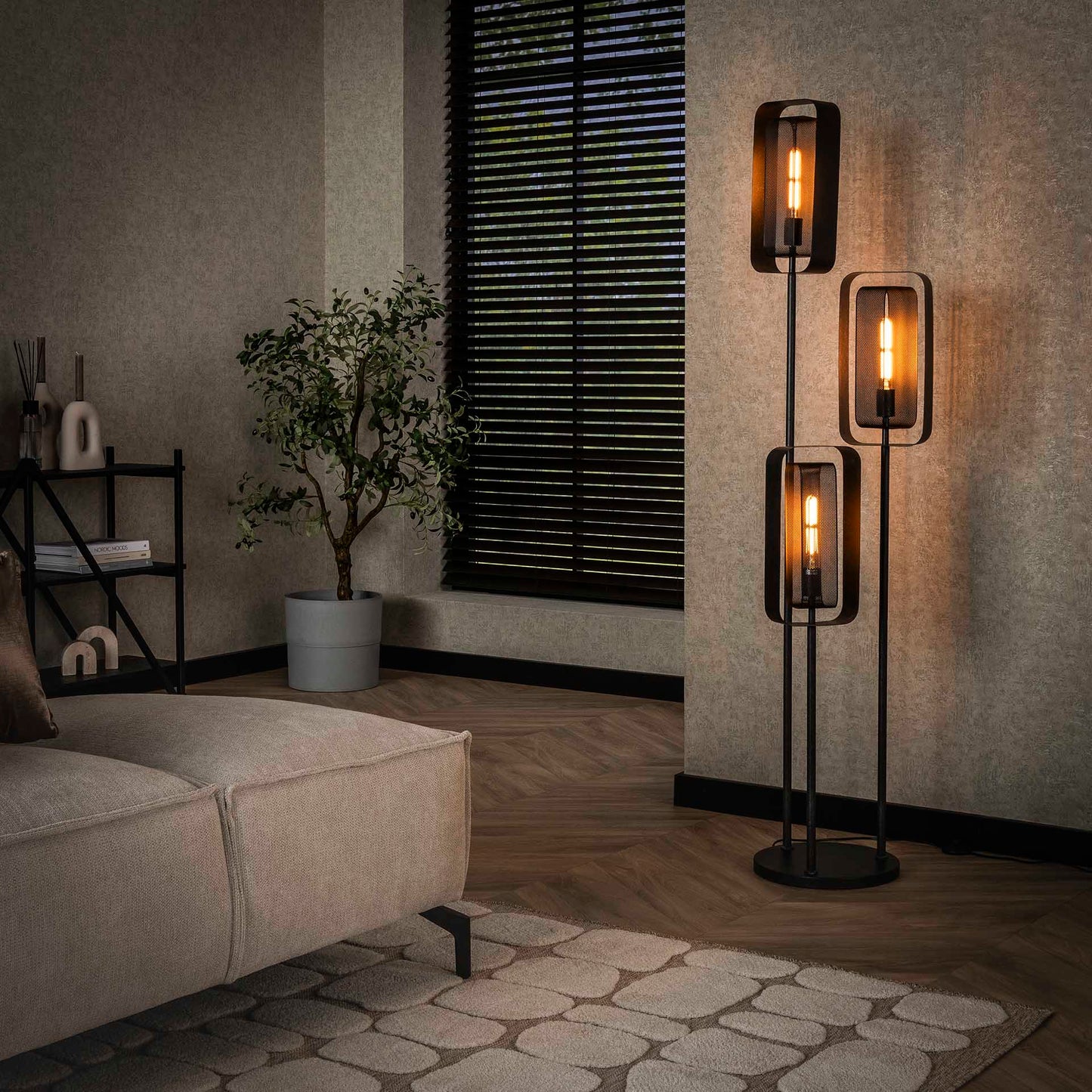 Vloerlamp Mesh Artic Black
