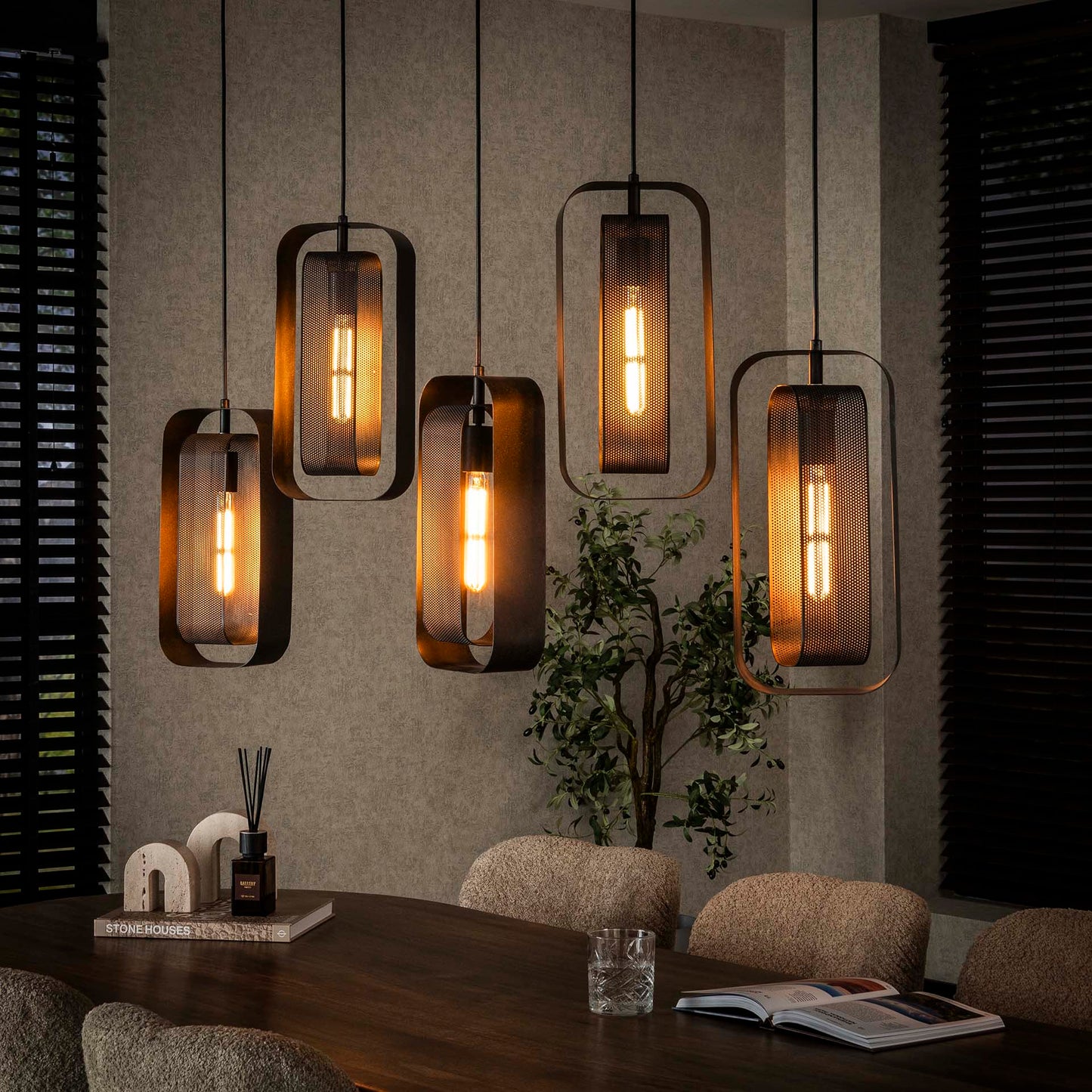 Hanglamp Mesh Rotate 5L - Zwart
