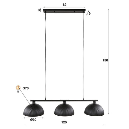 Hanglamp 3L artic zwart