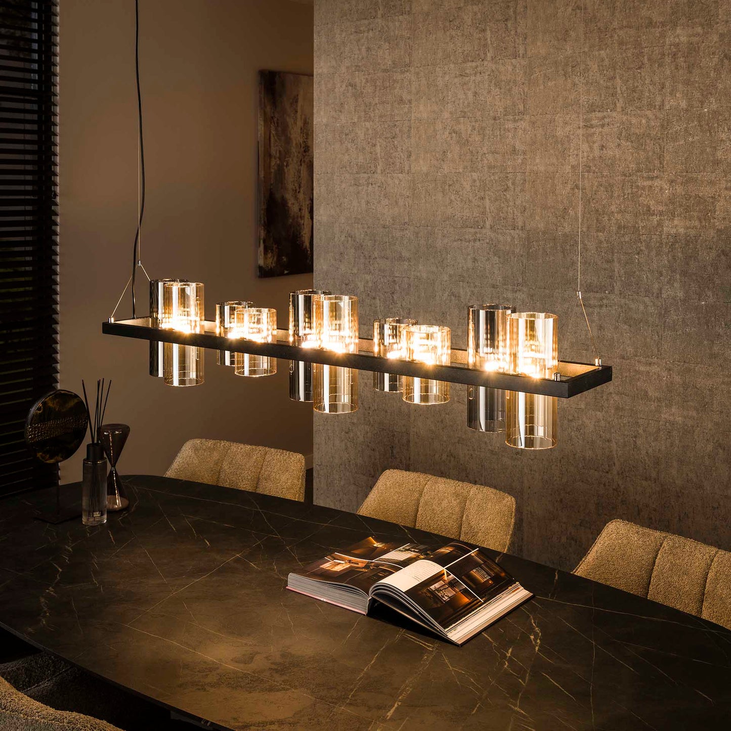 Hanglamp met 10 glazen cilinders