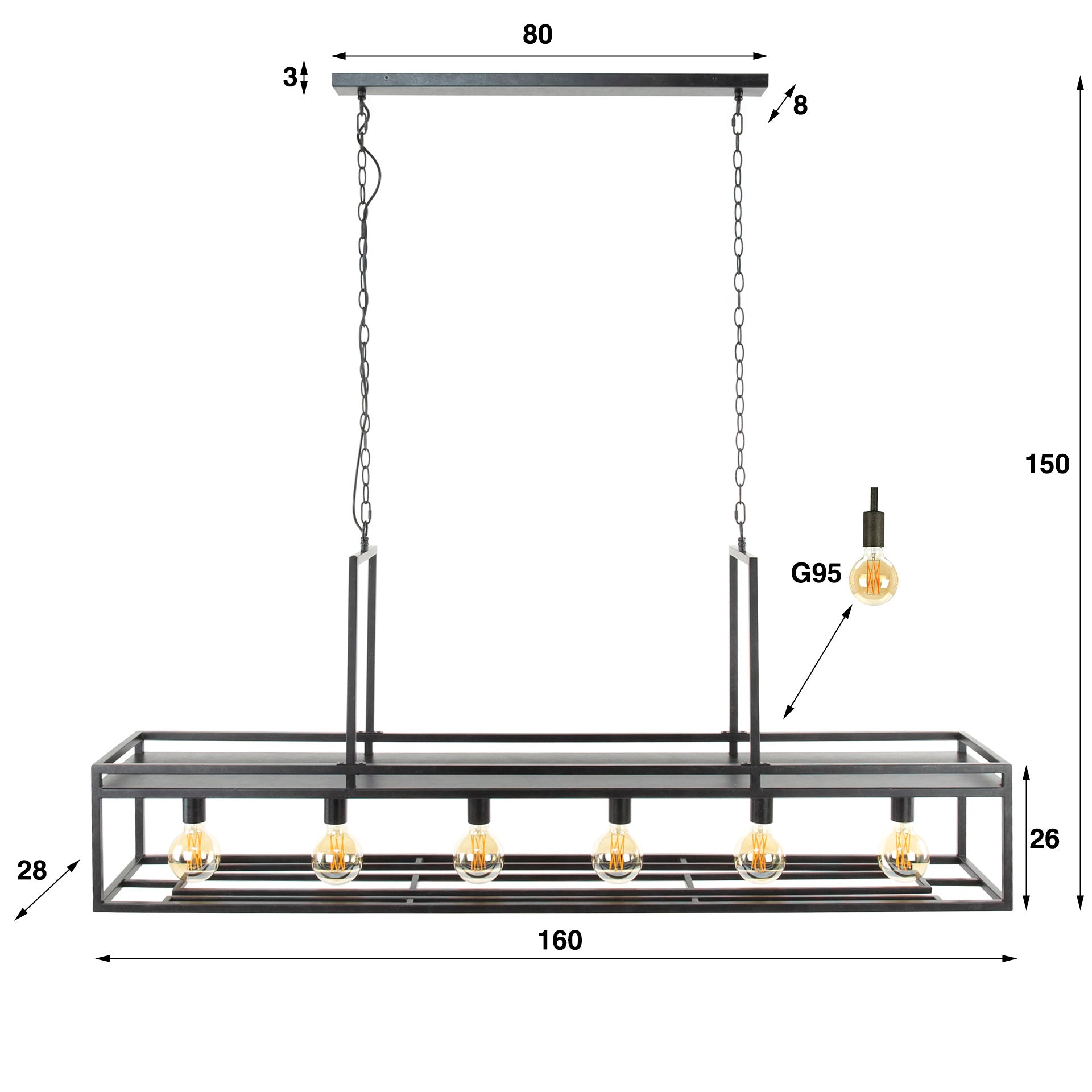 Hanglamp 6L Charcoal