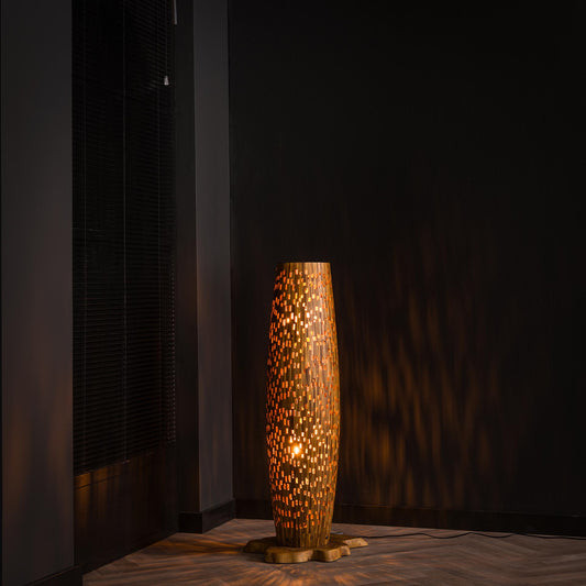Vloerlamp massief gerecycled teakhout