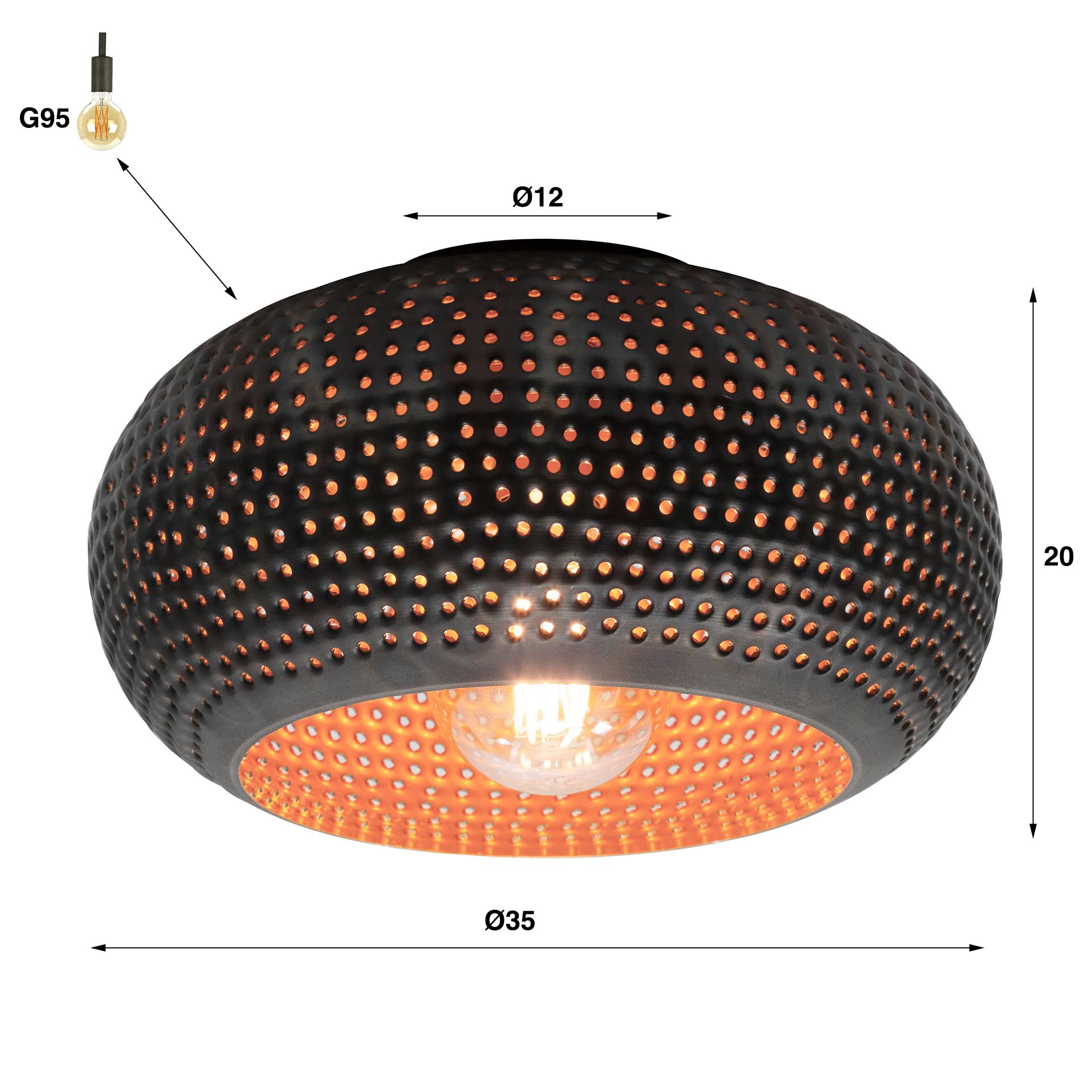 Plafondlamp met geperforeerd patroon