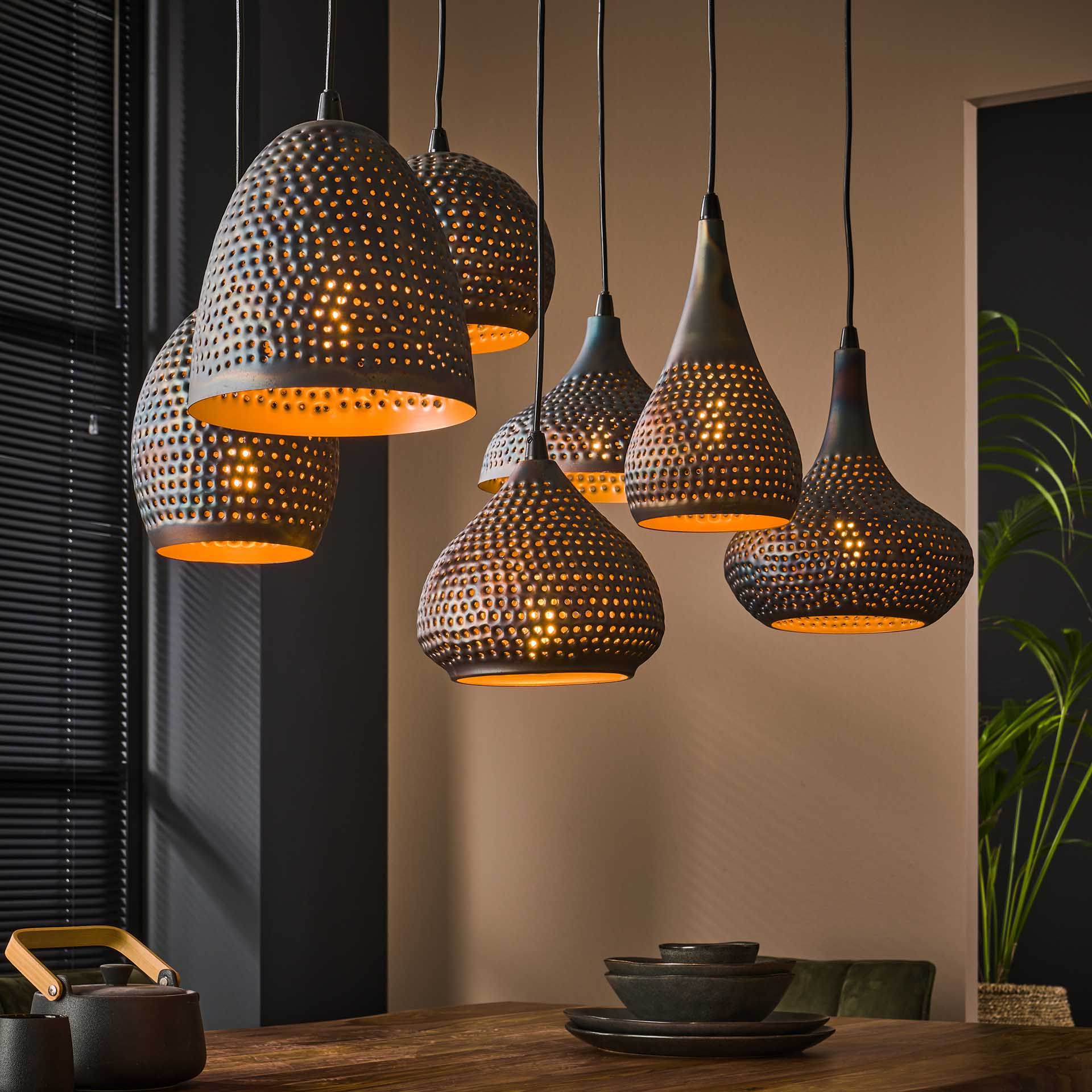 Hanglamp 7L met verstelbare lampenkappen