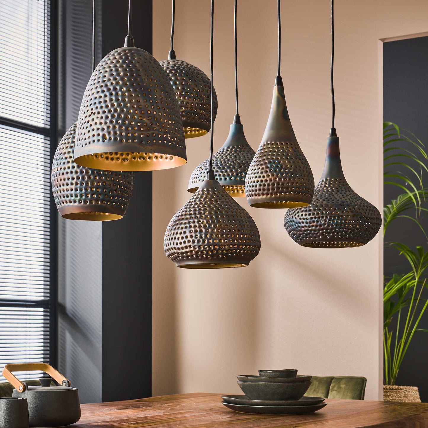 Hanglamp 7L met verstelbare lampenkappen