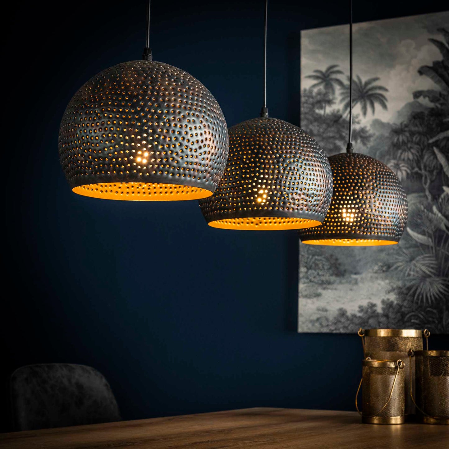 Hanglamp 3L met bolvormige kappen