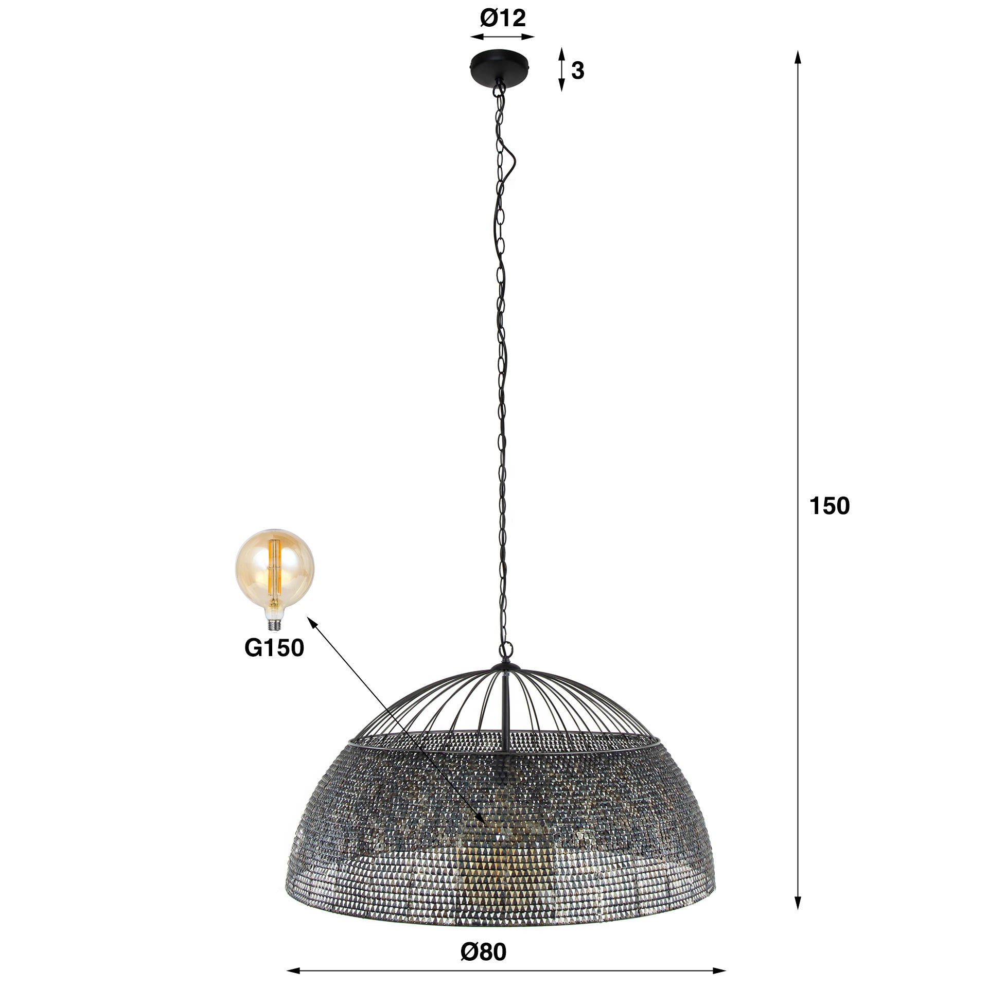 Hanglamp Ø80 cm burned finish