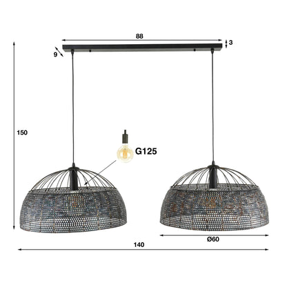 Hanglamp Burned - 2 kappen verstelbaar