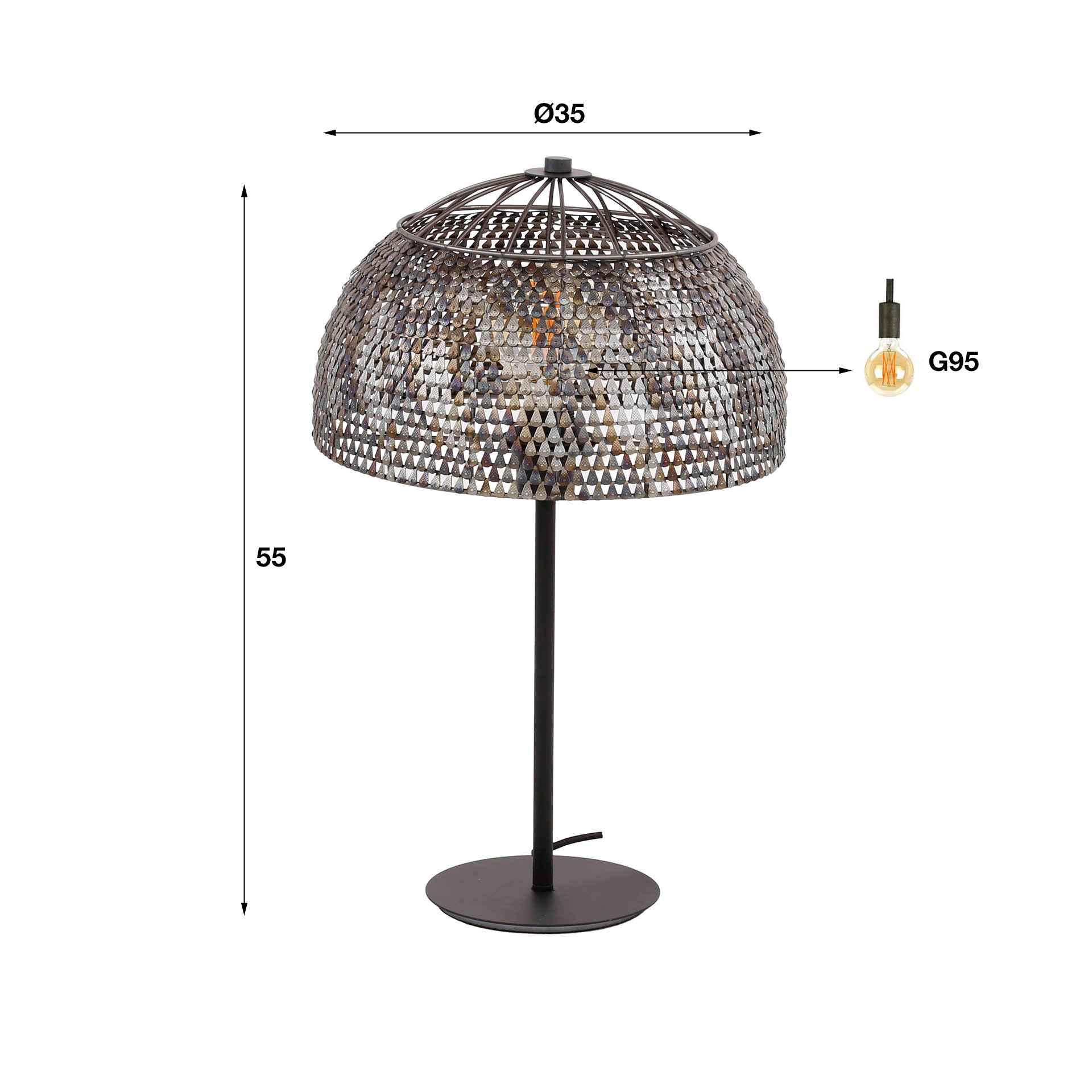 Tafellamp Ø35 zwart/bruin