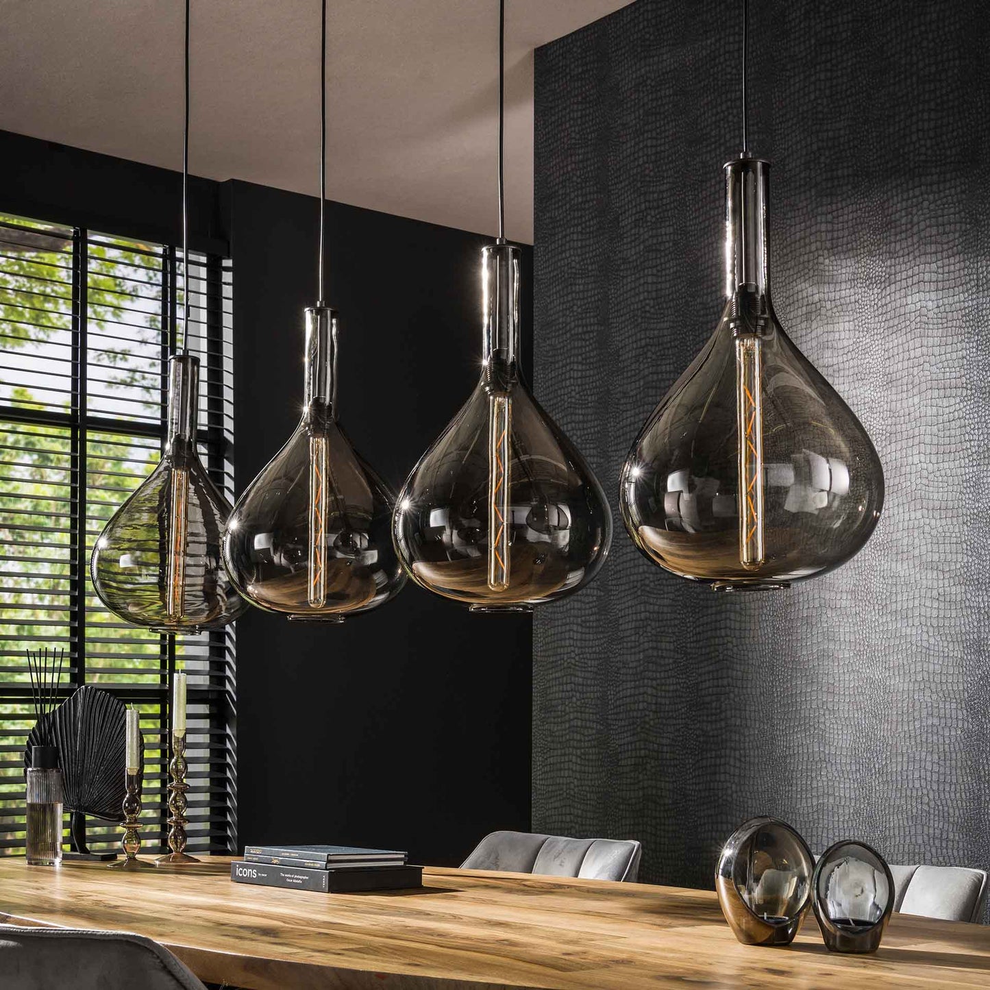 Hanglamp 4L Smoke Glass
