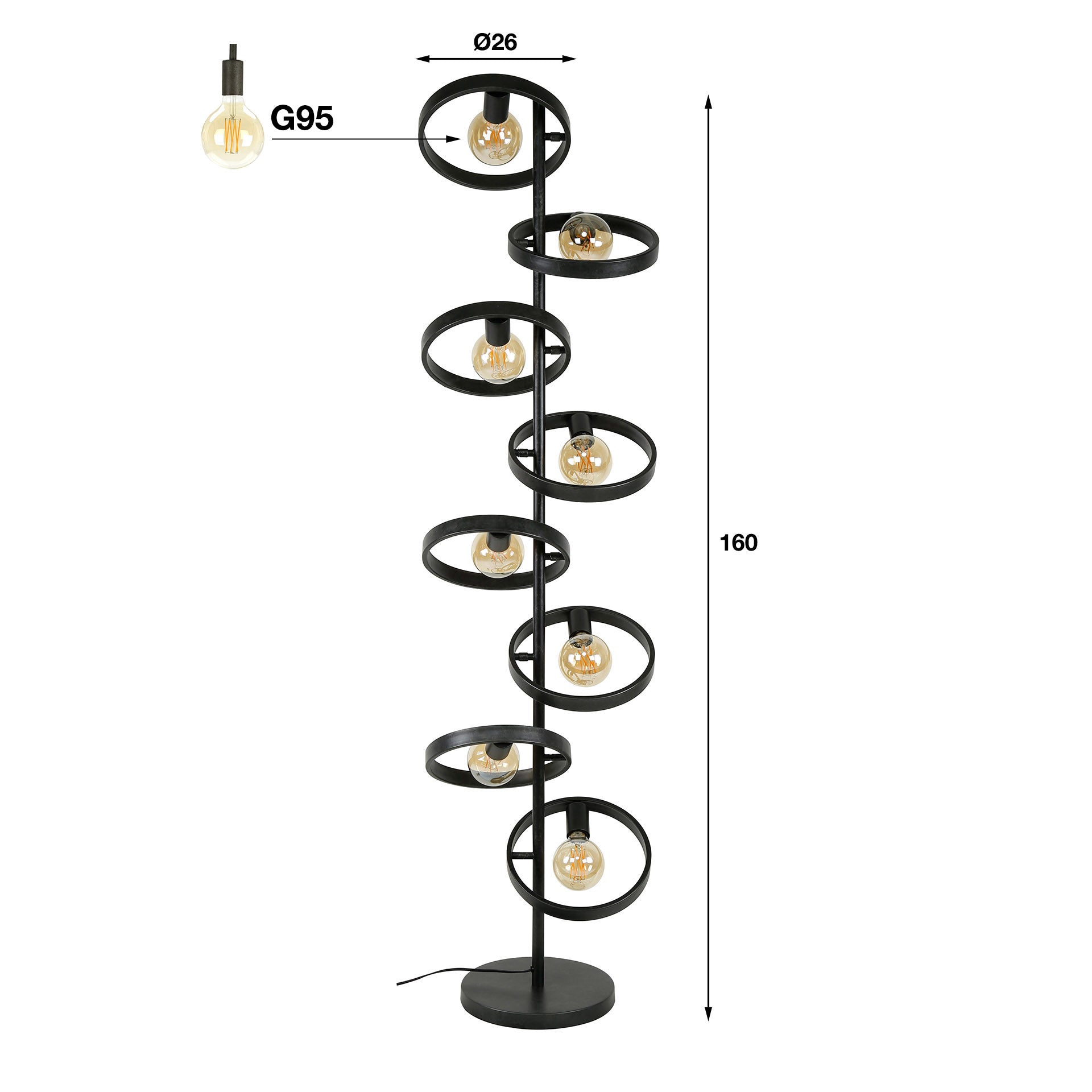 Vloerlamp Hover 8L charcoal