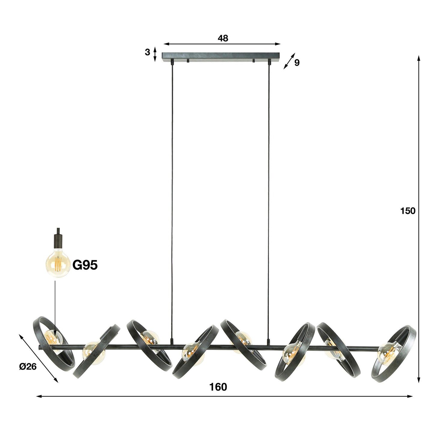 Hanglamp 8L Charcoal