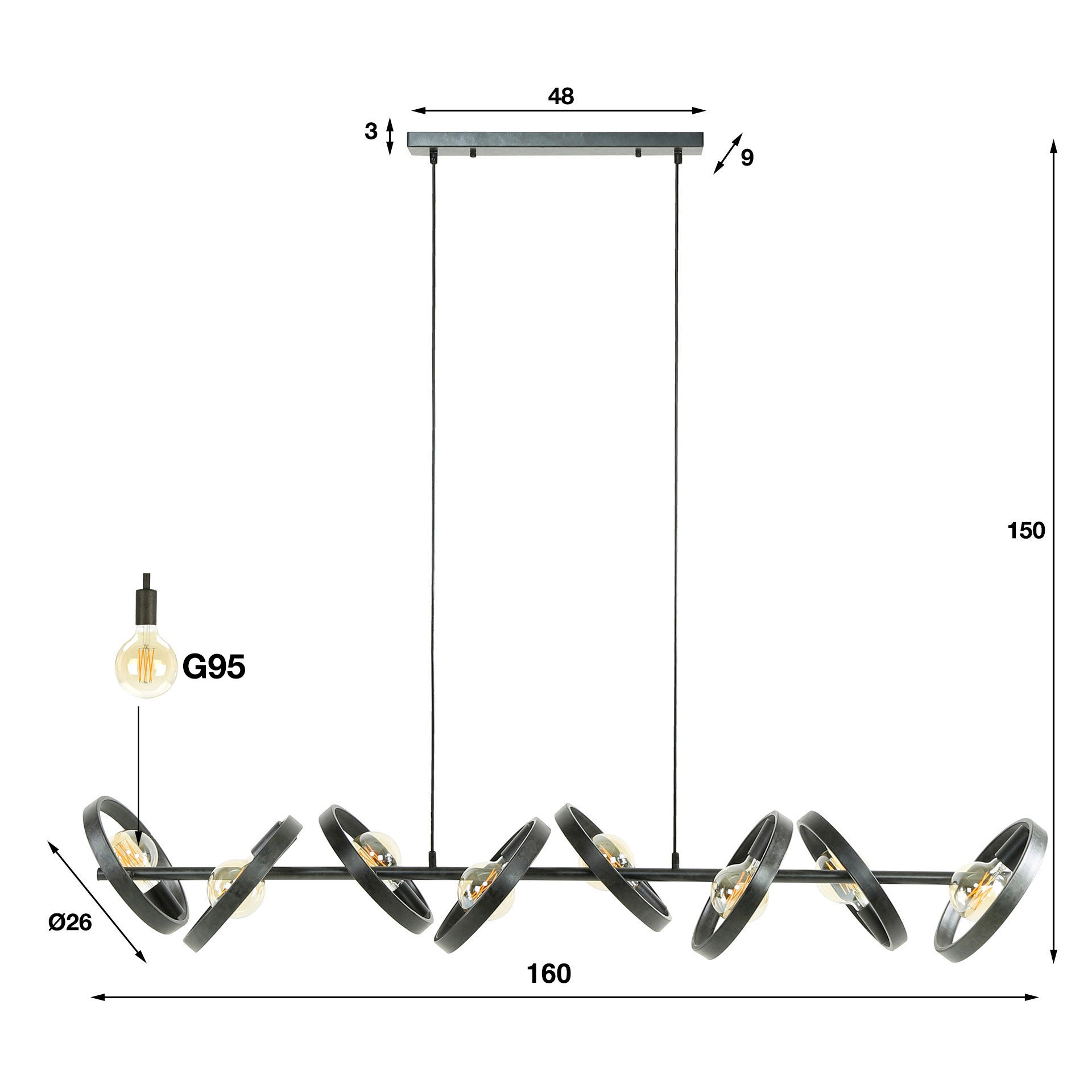 Hanglamp 8L Charcoal
